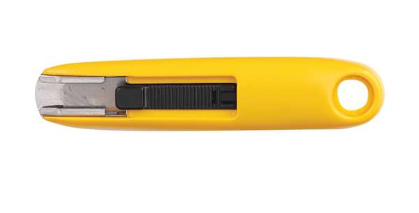 Safety Knife, Self-Retracting, Rounded Safety Blade, 3 1/8 in L.