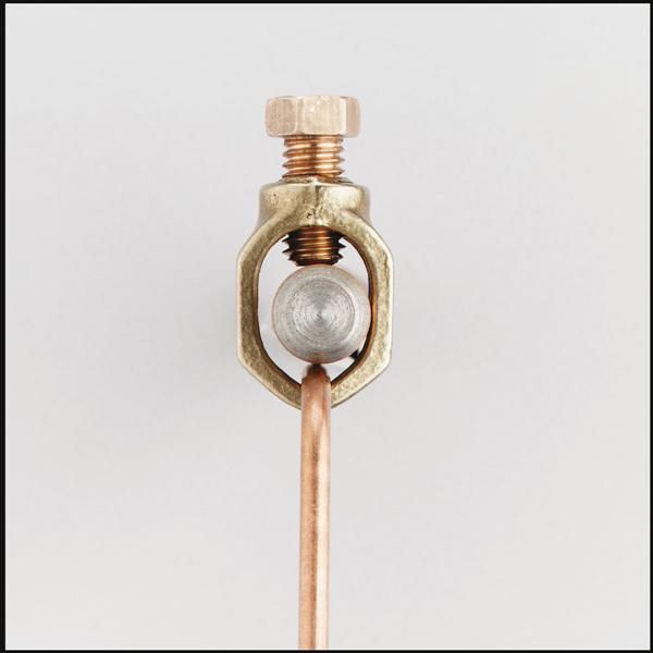 Grounding Connector, 1 Grounding Wire, 8 AWG SOL to 2 AWG STR, 5/8 in Rod Dia, Bronze