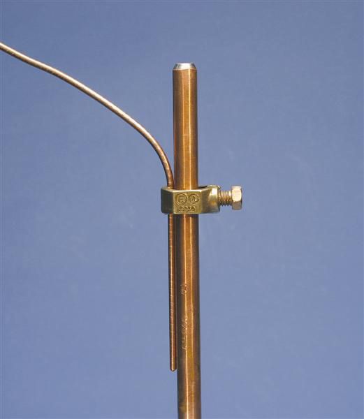 Grounding Connector, 1 Grounding Wire, 8 AWG SOL to 2 AWG STR, 5/8 in Rod Dia, Bronze