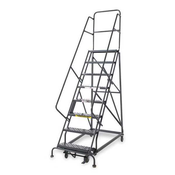 106 in H Steel Rolling Ladder, 7 Steps