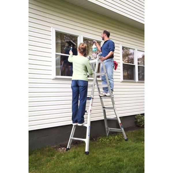 Multipurpose Ladder, Extension, Scaffold, Staircase, Stepladder Configuration, 15 ft, Aluminum