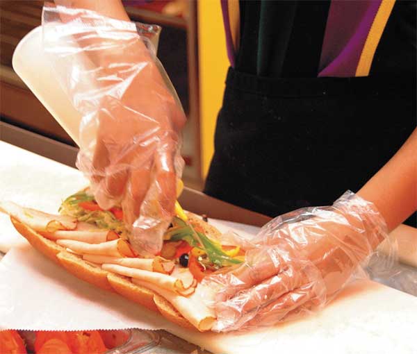 Disposable Gloves with Embossed Grip, Polyethylene, Powder Free, Clear, M, 500 PK