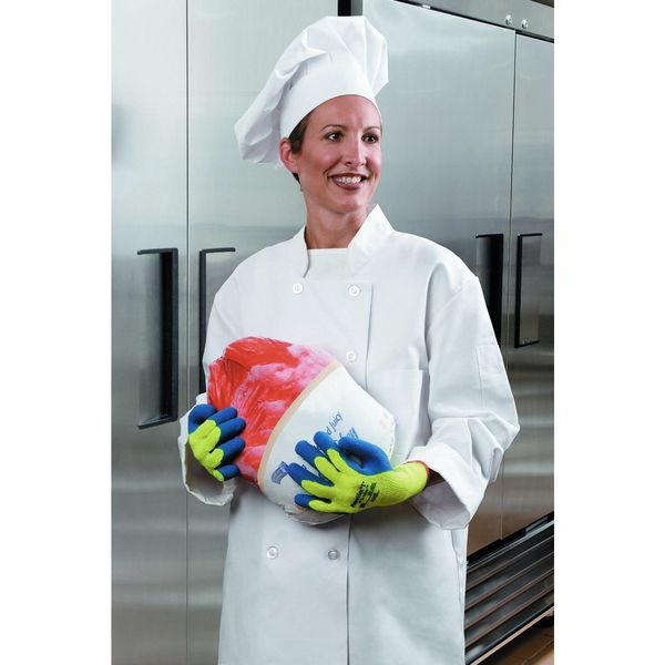 Hi-Vis Cut Resistant Coated Gloves, A3 Cut Level, Natural Rubber Latex, M, 1 PR