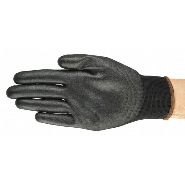 Polyurethane Coated Gloves, Palm Coverage, Black, XS, PR