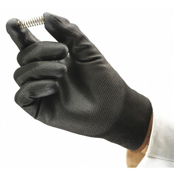 Polyurethane Coated Gloves, Palm Coverage, Black, M, PR