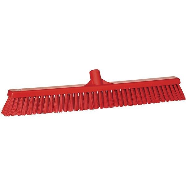 24 in Sweep Face Broom Head, Soft/Stiff Combination, Synthetic, Red