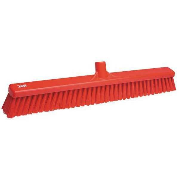 24 in Sweep Face Broom Head, Soft/Stiff Combination, Synthetic, Red