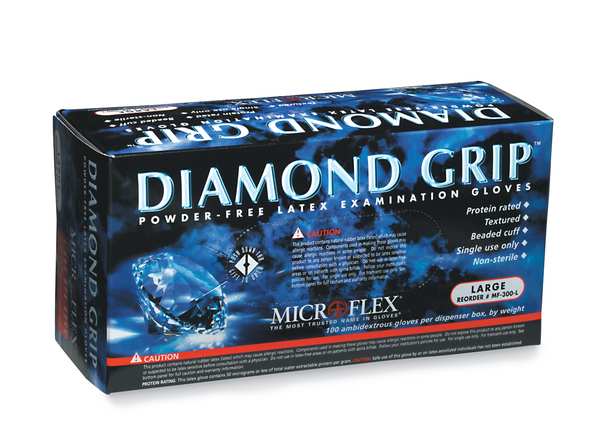 Microflex Exam Gloves, Natural Rubber Latex, Powder-Free, Medium (Size 8), Natural, 100 Pack