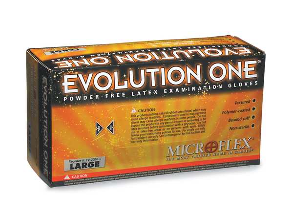 Fully Textured Latex Exam Gloves, Natural Rubber Latex, Powder Free, Natural, L, 100 PK