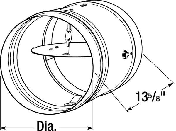 Round Fire Damper, 13-5/8 In. D, 165 Deg F