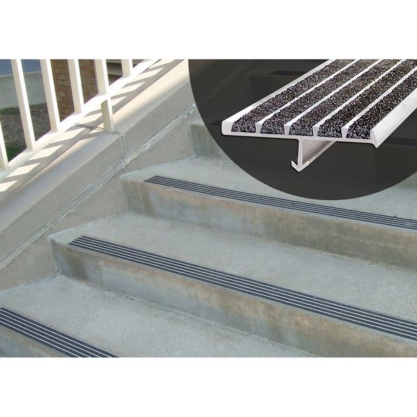 Stair Nosing, Black, 36in W, Extruded Alum