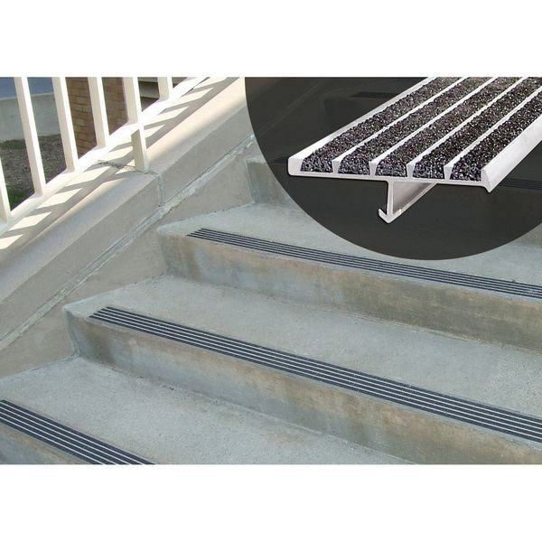 Stair Nosing, Black, 48in W, Extruded Alum