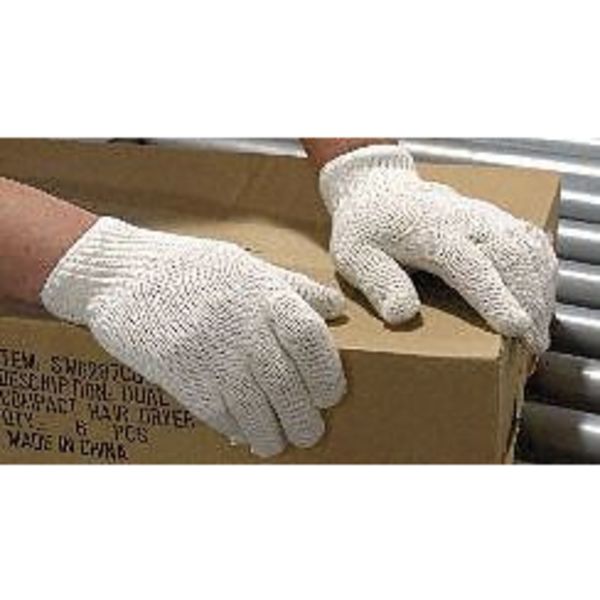 String Knit Gloves, Standard Weight, Uncoated, Cotton/Polyester, Large (Size 9), White