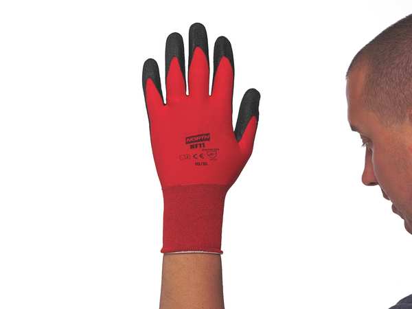 PVC Coated Gloves, 3/4 Dip Coverage, Red, XL, PR