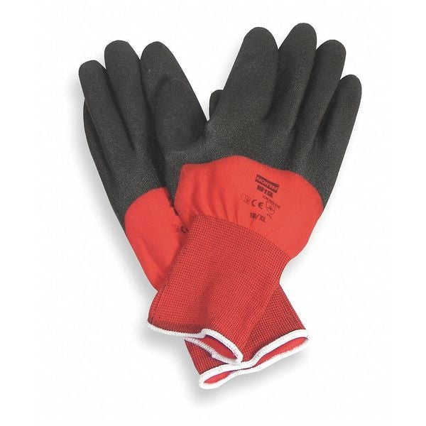 PVC Coated Gloves, 3/4 Dip Coverage, Red, 2XL, PR