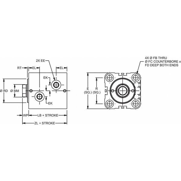 Hydraulic Cylinder, 40mm Bore, 50mm Stroke