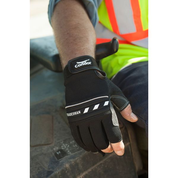 Mechanics Gloves, 2XL, Black, Spandex, Neoprene