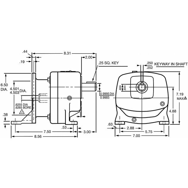 Speed Reducer, C-Face, 56C, 57.5:1