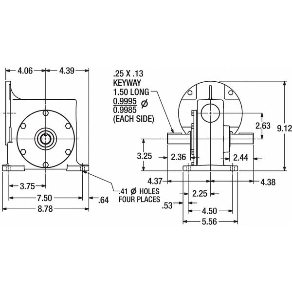 Speed Reducer, C-Face, 56C, 60:1