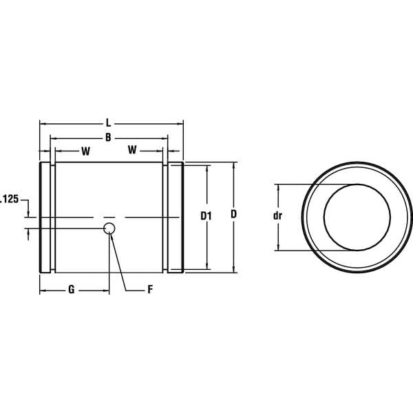 Ball Bushing Bearing, Closed, Bore 1 In