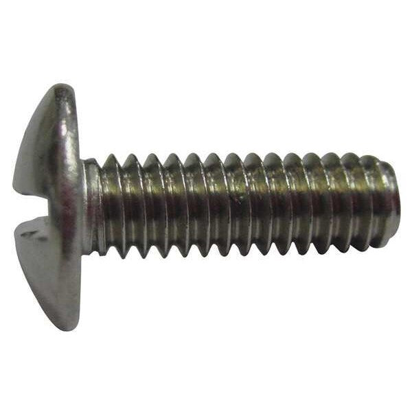 #8-32 x 1/2 in Slotted Truss Machine Screw, Plain 18-8 Stainless Steel, 100 PK