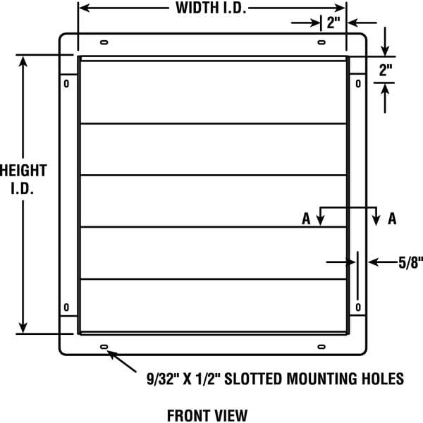 10 in Backdraft Damper / Wall Shutter, 10-1/2 in x 10-1/2 in