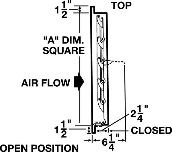 12 in Backdraft Damper / Wall Shutter, 12-1/2 in x 12-1/2 in