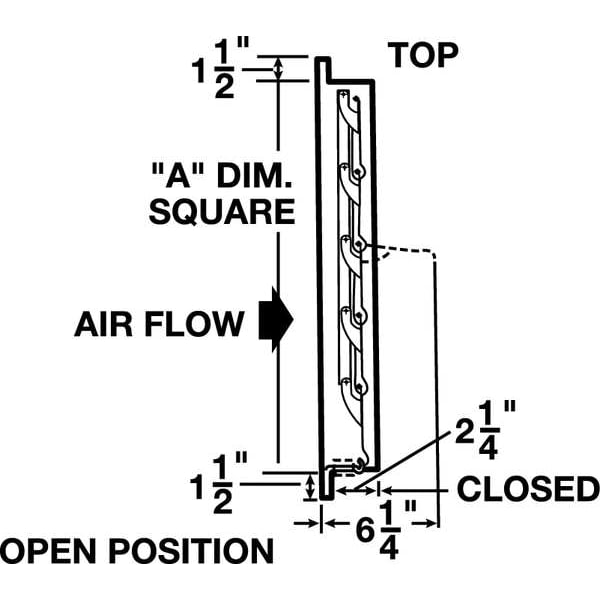 10 in Backdraft Damper / Wall Shutter, 10-1/2 in x 10-1/2 in
