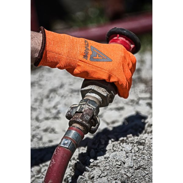 Hi-Vis Cut Resistant Coated Gloves, A2 Cut Level, Nitrile/Polyurethane, 9, 1 PR