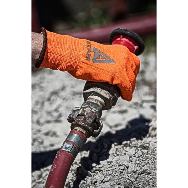 Hi-Vis Cut Resistant Coated Gloves, A2 Cut Level, Nitrile/Polyurethane, 10, 1 PR