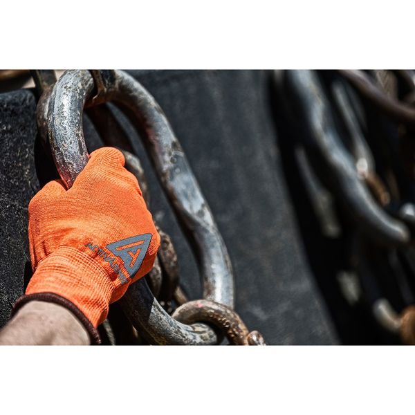 Hi-Vis Cut Resistant Coated Gloves, A2 Cut Level, Nitrile/Polyurethane, 9, 1 PR