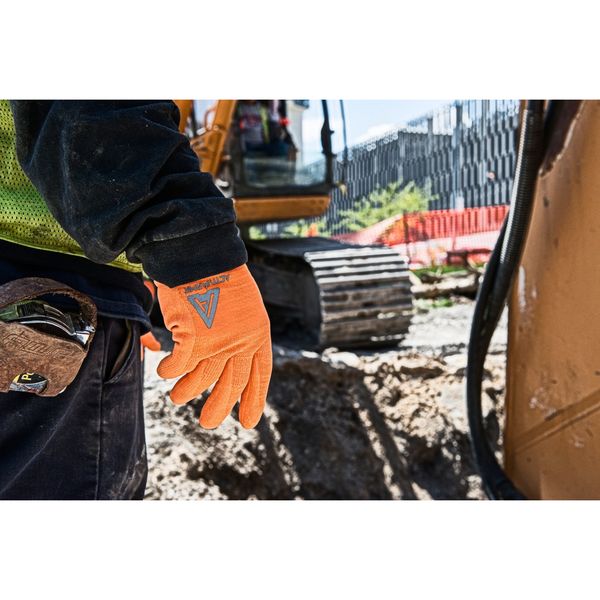 Hi-Vis Cut Resistant Coated Gloves, A2 Cut Level, Nitrile/Polyurethane, 8, 1 PR