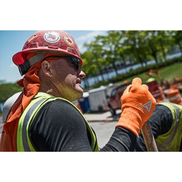 Hi-Vis Cut Resistant Coated Gloves, A2 Cut Level, Nitrile/Polyurethane, 9, 1 PR