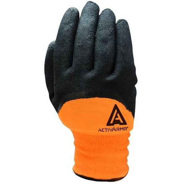 Hi-Vis Cut Resistant Coated Gloves, A2 Cut Level, Nitrile, 10, 1 PR