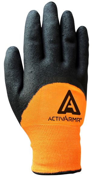 Hi-Vis Cut Resistant Coated Gloves, A2 Cut Level, Nitrile, 11, 1 PR