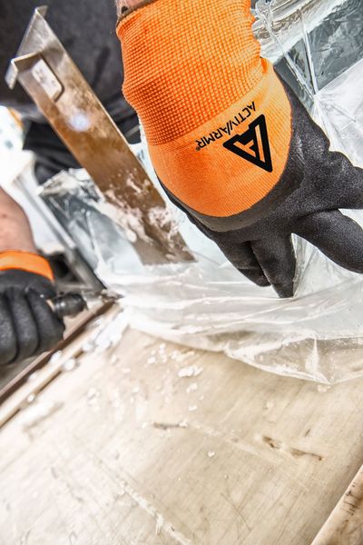 Hi-Vis Cut Resistant Coated Gloves, A2 Cut Level, Nitrile, 11, 1 PR