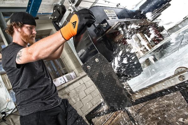 Hi-Vis Cut Resistant Coated Gloves, A2 Cut Level, Nitrile, 8, 1 PR