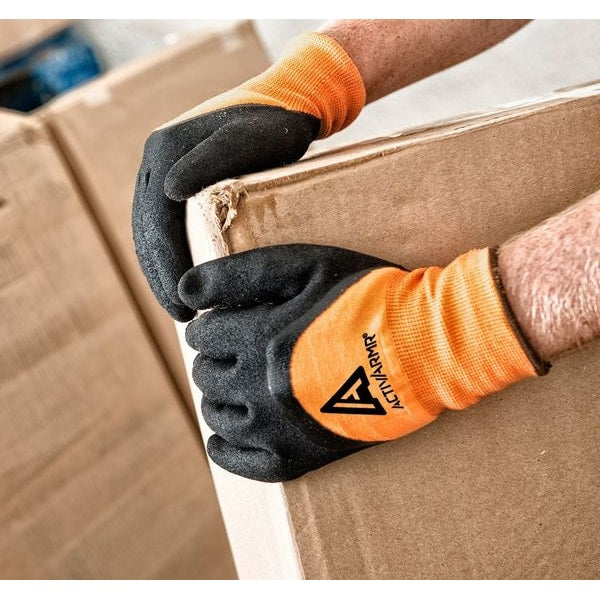 Hi-Vis Cut Resistant Coated Gloves, A2 Cut Level, Nitrile, 10, 1 PR