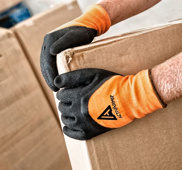 Hi-Vis Cut Resistant Coated Gloves, A2 Cut Level, Nitrile, 11, 1 PR