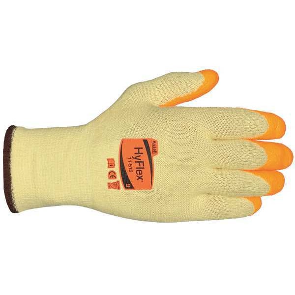 Hi-Vis Cut Resistant Coated Gloves, A5 Cut Level, Nitrile, S, 1 PR