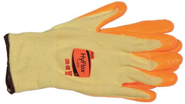 Hi-Vis Cut Resistant Coated Gloves, A5 Cut Level, Nitrile, 2XL, 1 PR