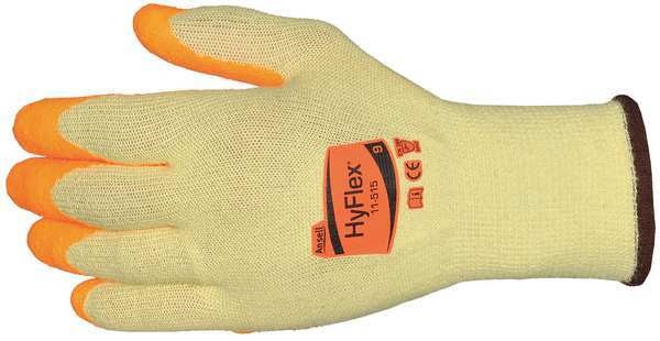 Hi-Vis Cut Resistant Coated Gloves, A5 Cut Level, Nitrile, 2XL, 1 PR