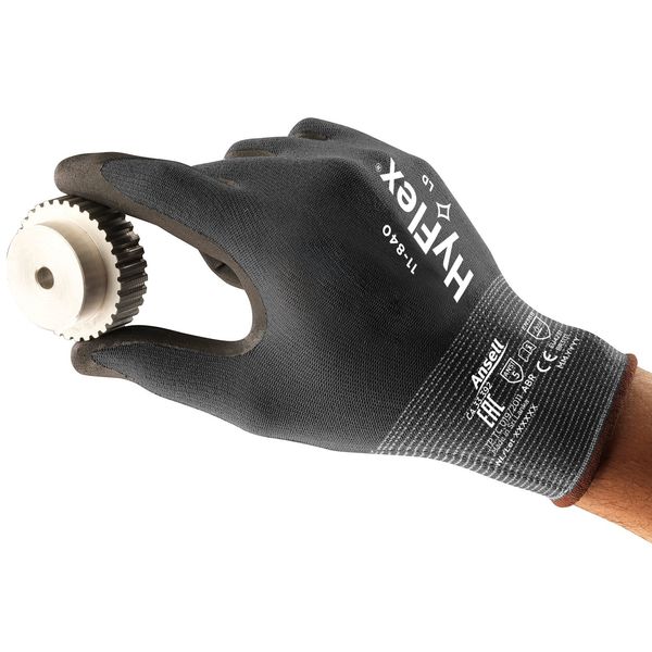 Foam Nitrile Coated Gloves, Palm Coverage, Black/Gray, 11, PR