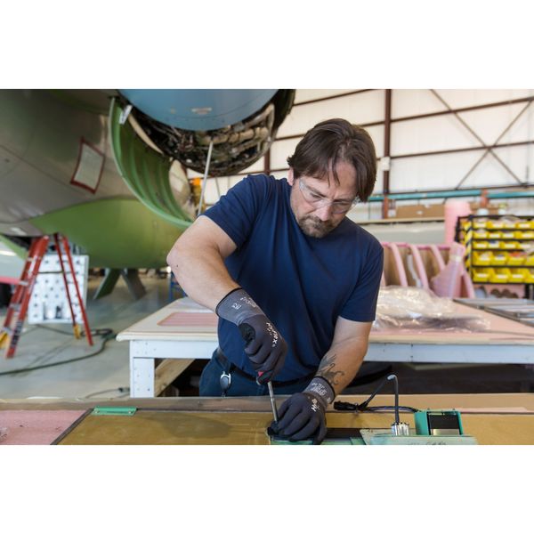 Foam Nitrile Coated Gloves, Palm Coverage, Black/Gray, 6, PR