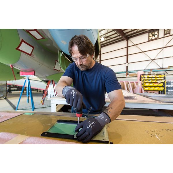 Foam Nitrile Coated Gloves, Palm Coverage, Black/Gray, 6, PR