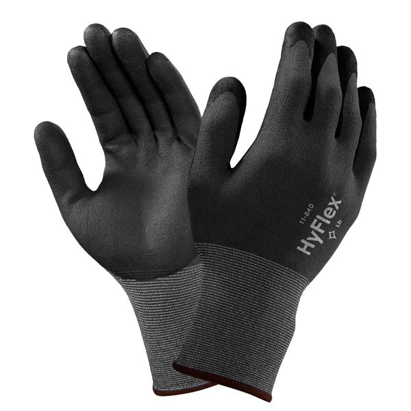 Foam Nitrile Coated Gloves, Palm Coverage, Black/Gray, 11, PR