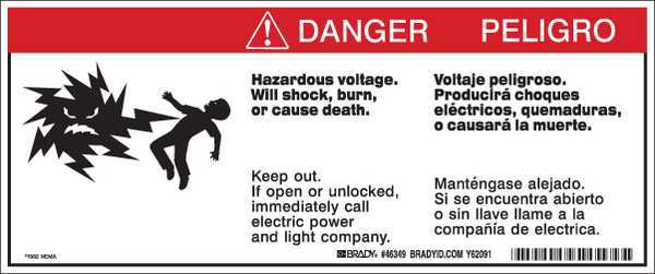 Warning Labels, 4-1/2inHx10-3/4inW, Tape, 46349