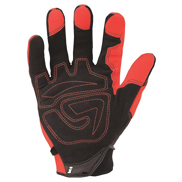 Hi-Vis Mechanics Gloves, S, Orange, Padded, Ribbed Nylon/Spandex