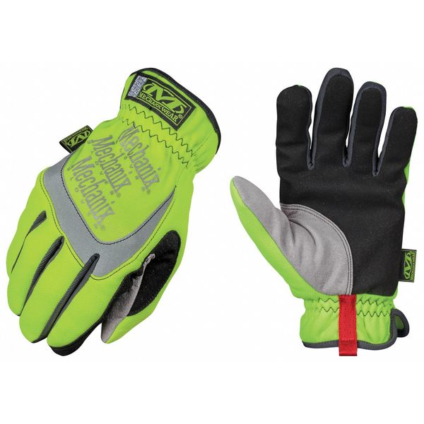 Hi-Vis Mechanics Gloves, XL, Yellow, Anatomically Designed Two-Piece, Trekdry(R)