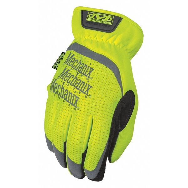 Hi-Vis Mechanics Gloves, XL, Yellow, Anatomically Designed Two-Piece, Trekdry(R)